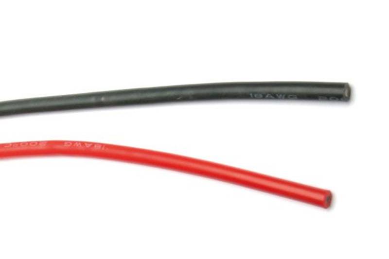 Mirage 1908 Kabel, diameter 1.0mm, AWG18, 1+1m (rød/svart)