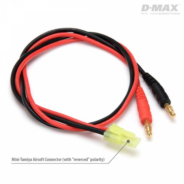 DynoMax B9687 Charge Lead Mini-Tamiya Airsoft with 4mm Connector