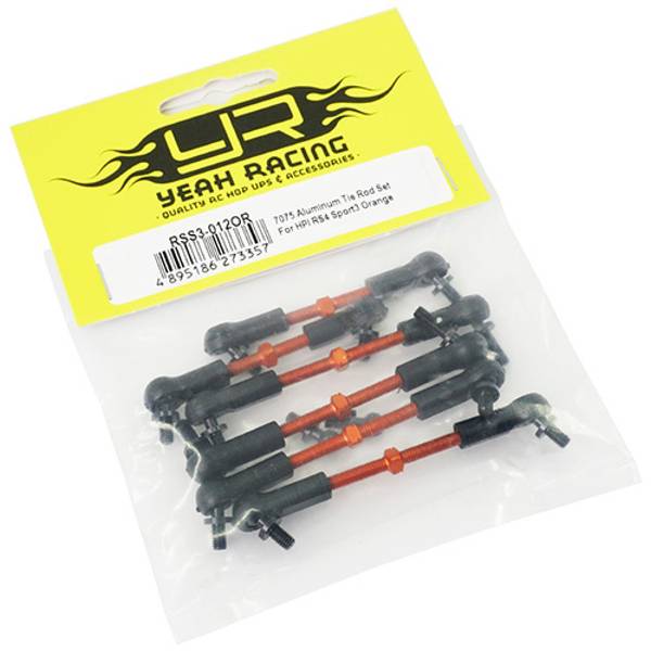 Yeah R 7075 ALUMINUM TIE ROD SET FOR HPI RS4 SPORT3 ORANGE