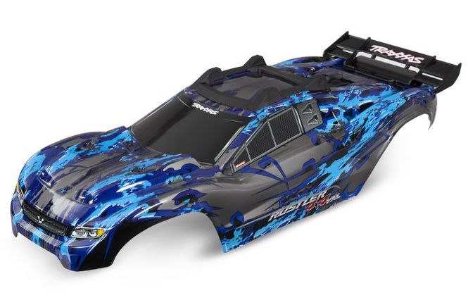 Hovedbilde Traxxas 6717X Rustler 4x4 Silver/Blue Complete with ...
