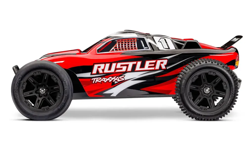 Traxxas 372548 Rustler 2WD 1/10 RTR TQ EHD REDX With Battery/Charger