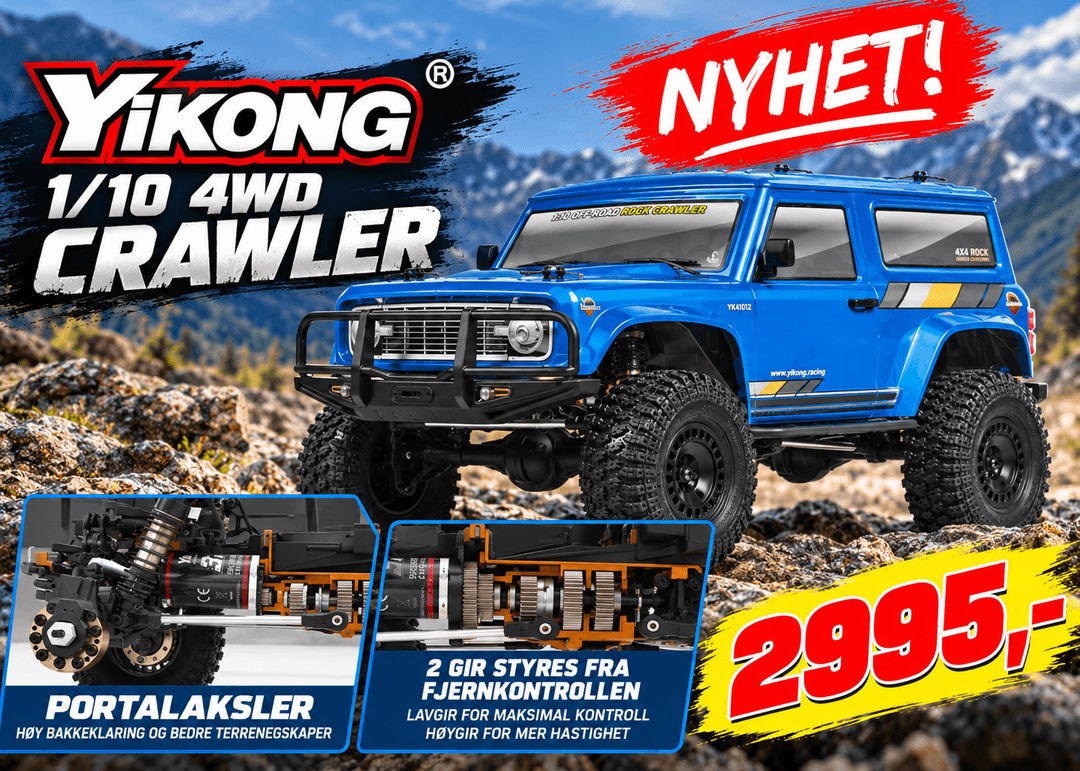 Yikong YK41012 1/10 4WD RC crawler med portalaksler og 2-trinns gir styrt fra fjernkontrollen – nyhet hos SamiRC