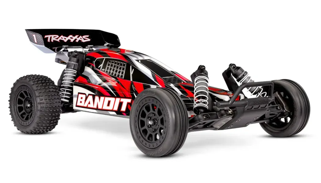Traxxas 242548 Bandit 2WD 1/10 RTR TQ EHD Red-X with Charger & Battery